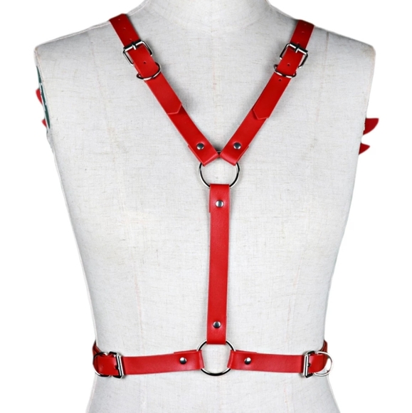 NEW Red Leather Angel Wings Sexy Lingerie Harness - Picture 3 of 4